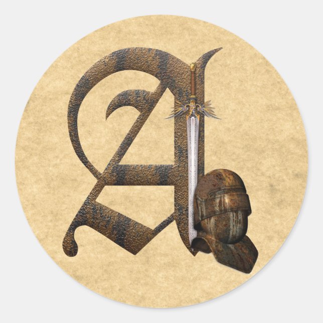 Rusty Knights Initial A Runder Aufkleber (Vorderseite)