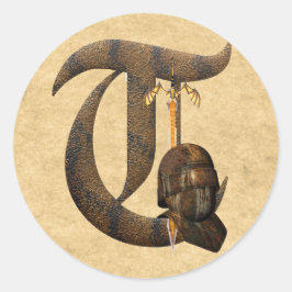 Rusty Knights Initial T Runder Aufkleber