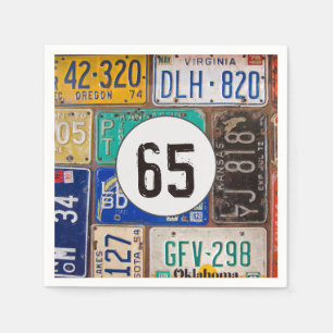 Rusty Licence Plate 65. Geburtstag Napkins Serviette