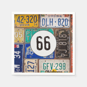 Rusty Licence Plate 66. Geburtstag Napkins Serviette
