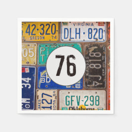 Rusty Licence Plate 76. Geburtstag Napkins Serviette