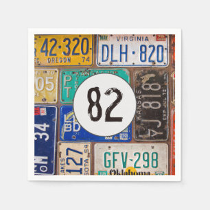 Rusty Licence Plate 82. Geburtstag Napkins Serviette