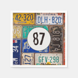 Rusty Licence Plate 87. Geburtstag Napkins Serviette