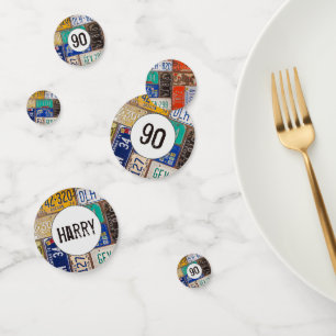 Rusty Licence Plate 90. Geburtstag Confetti Konfetti