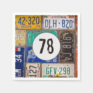 Rusty License Plate 78. Geburtstag Napkins Serviette