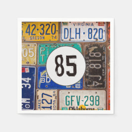 Rusty License Plate 85. Geburtstag Napkins Serviette