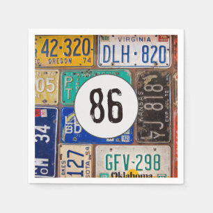 Rusty License Plate 86. Geburtstag Napkins Serviette