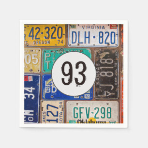 Rusty License Plate 93. Geburtstag Serviette