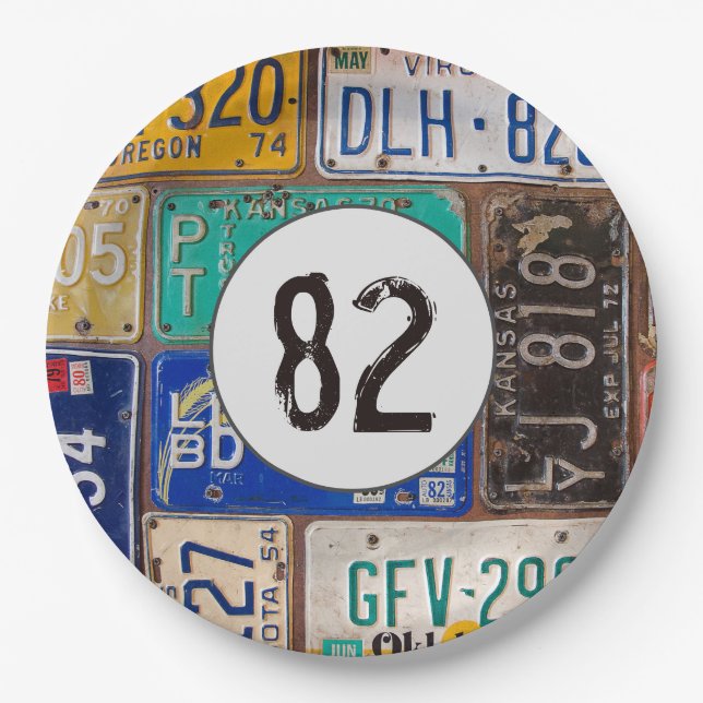 Rusty License Teller 82. Geburtstag (Vorderseite)