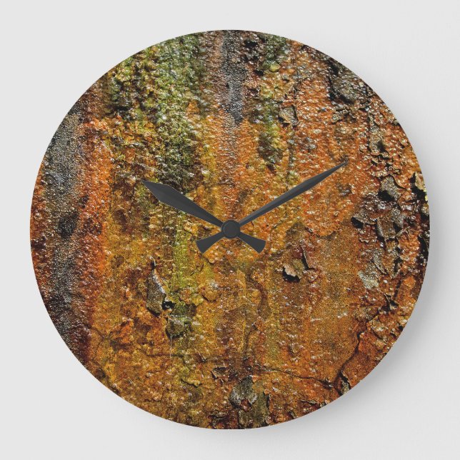 Rusty Metal Abstrakt Grunge Art Große Wanduhr (Vorderseite)