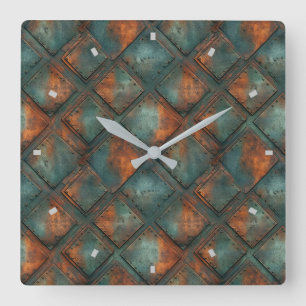Rusty Metal Wall Clock Quadratische Wanduhr