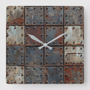 Rusty Metal Wall Clock Quadratische Wanduhr