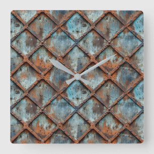 Rusty Metal Wall Clock Quadratische Wanduhr
