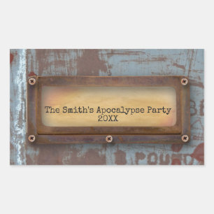 Rusty Namplate   Grunge Steampunk Halloween Rechteckiger Aufkleber