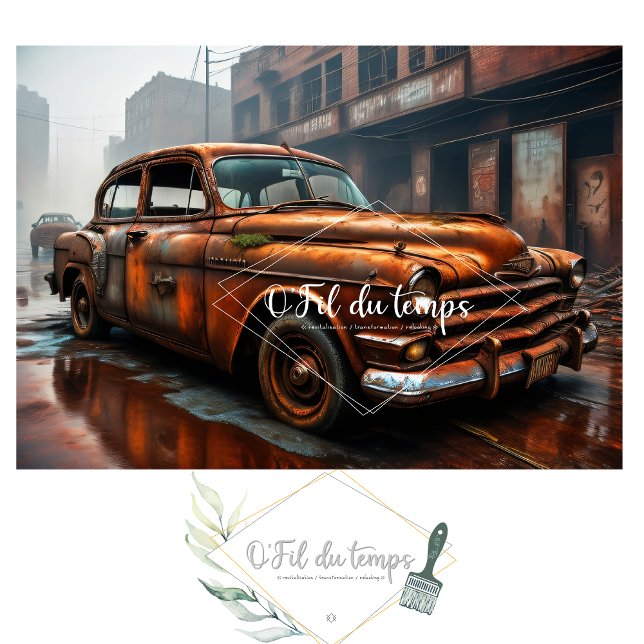 Rusty old car no3 postapocallyptic Tissue paper Seidenpapier (Von Creator hochgeladen)