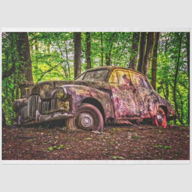 Rusty Old Car Vintag 20x30 Decoupage Seidenpapier (Vorderseite)