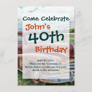 Rusty Old Classic Car Vintag Automobil Einladung