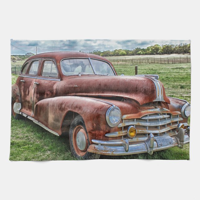 Rusty Old Classic Car Vintag Automobil Handtuch (Horizontal)
