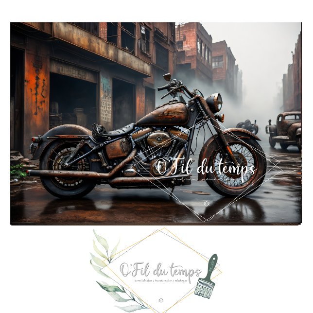 Rusty old motorbike post-apocallyptic Tissue paper Seidenpapier (Von Creator hochgeladen)