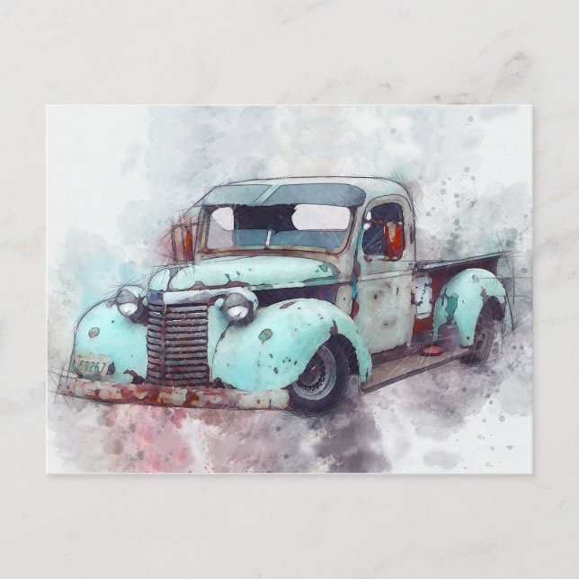 Rusty Old Truck Vintag Postkarte (Vorderseite)