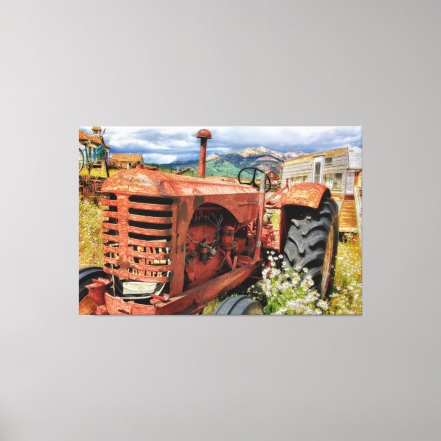 Rusty Old Vintag Traktor Leinwanddruck (Vorderseite)