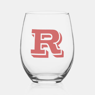 Rusty Orange Modern Large Monogram Initial Letter Weinglas Ohne Stiel