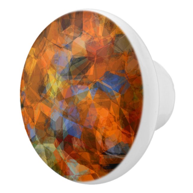 Rusty Orange Modernes Abstraktes Design Keramikknauf (Rechts)