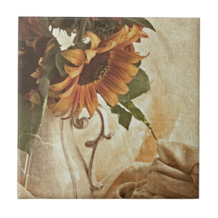 Rusty Orange Sunflowers Fliese