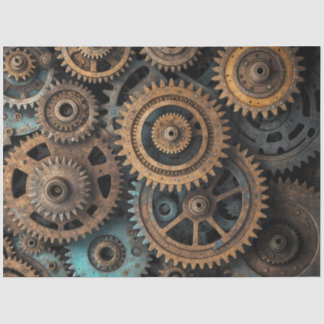 Rusty Patina Gears – Steampunk Decoupage Seidenpapier