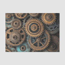 Rusty Patina Gears - Steampunk Decoupage Seidenpapier
