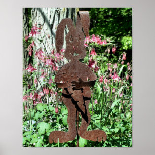 Rusty Rabbit Columbine Flower Garden Poster