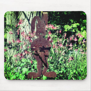 Rusty Rabbit Flower Garden Mousepad