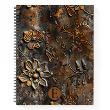 Rusty Raised Floral Spiral Notebook - Custom