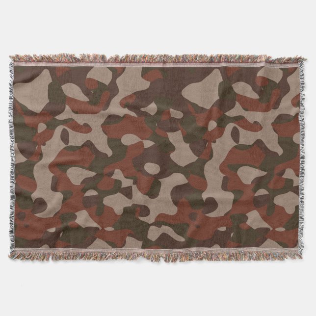 Rusty Red and Dark Olive Camo abstract Decke (Vorderseite)
