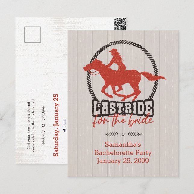 Rusty Red letzte Fahrt für die Braut Postkarte (Vorne/Hinten)