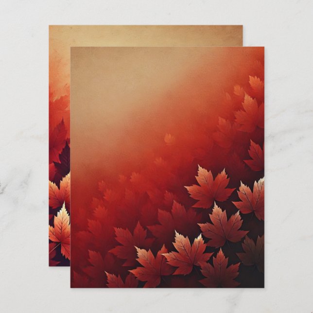 Rusty Red Maple Autumnal Ombre Scrapbook Paper (Vorne/Hinten)