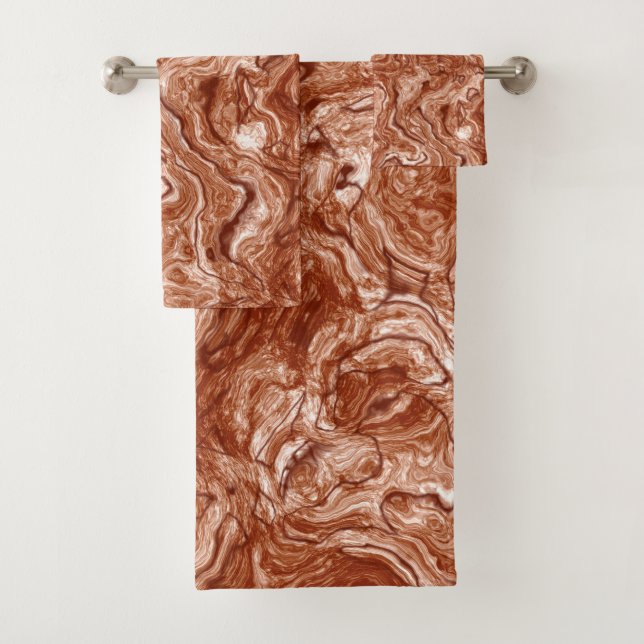 Rusty Red Marble abstrakt Badhandtuch Set (Insitu)