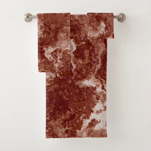 Rusty Red Marble abstrakt Badhandtuch Set (Insitu)