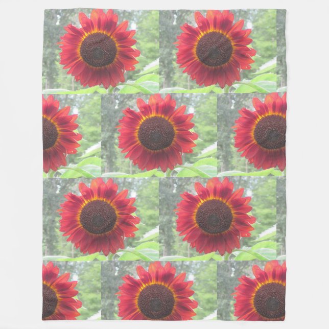 Rusty Red Sunflower Fleecedecke (Vorderseite)