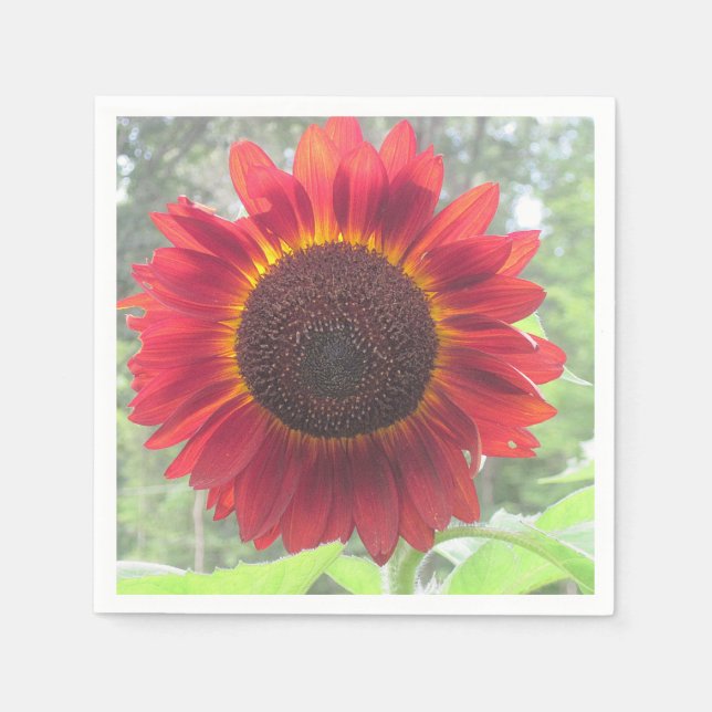 Rusty Red Sunflower Napkin Serviette (Vorderseite)