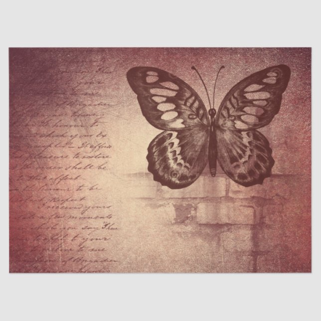 Rusty Rose Butterfly Dekoupage Tissue Paper Seidenpapier (Vorderseite)