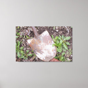 Rusty Shovel in der Weeds Canvas Print Leinwanddruck