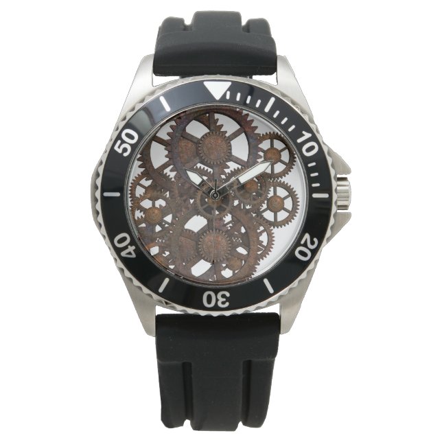 Rusty Steampunk Metal Gears Armbanduhr (Vorderseite)