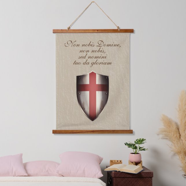 Rusty Templar Schild Hängeband Wandteppich Mit Holzrahmen (Schlafzimmer)