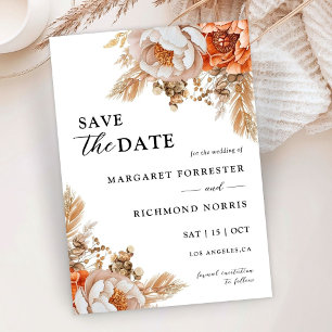 Rusty Terracotta floral Wedding Save the Date Einladung