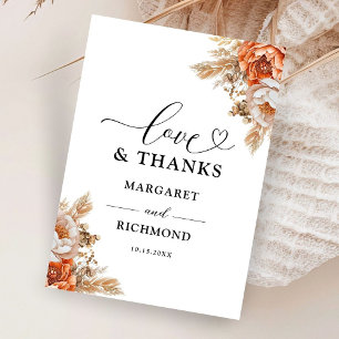 Rusty Terracotta Peony Floral Wedding Vielen Dank Dankeskarte