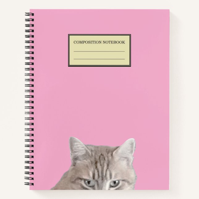 Rusty The Cat Peeking Pink Spiral Notebook Notizbuch (Vorderseite)