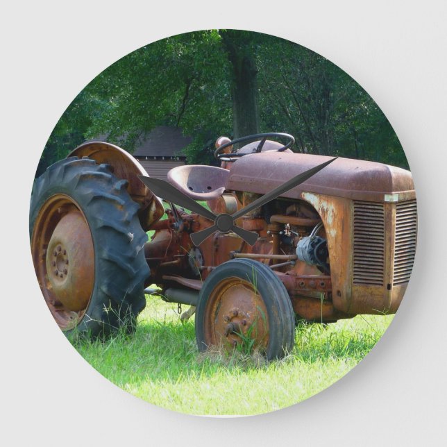Rusty Tractor Clock Große Wanduhr (Vorderseite)