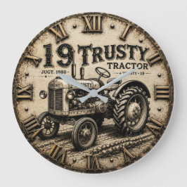 Rusty Tractor Vintage Farm Große Wanduhr