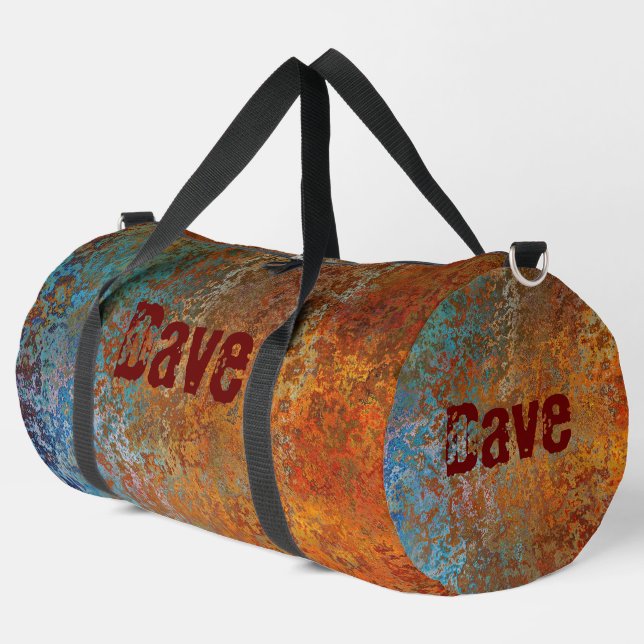 Rusty, Verdigris, Grunge Steampunk Personalisiert Duffle Bag (Linke Ecke)